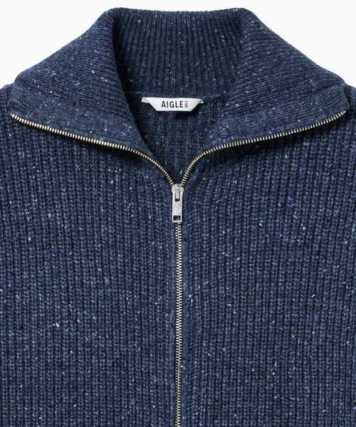 AIGLE（エーグル） カーディガン メランジ ウール ハイネックジップ
