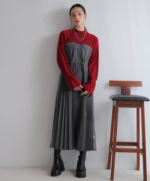 LADYMADE（レディメイド） ワンピース ニットドッキングプリーツ