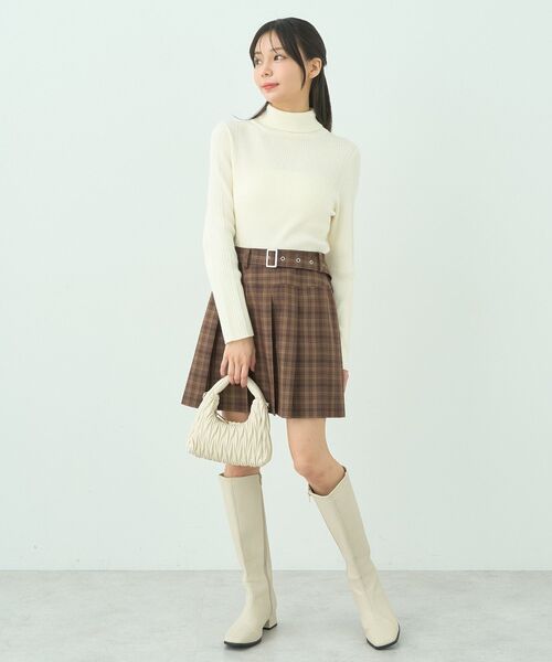 PEACE NOW * 巻きプリーツミニスカート earth music&ecology スカート ベルト付きプリーツミニスカート
