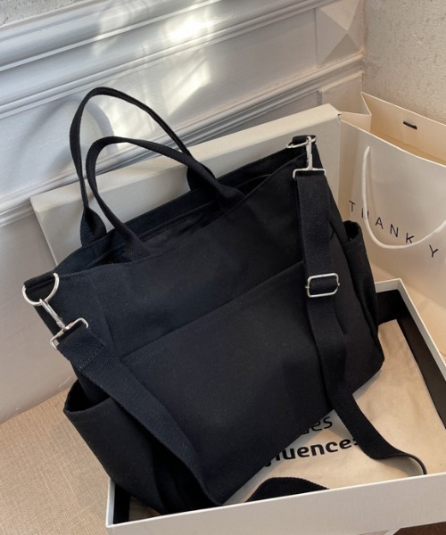 トートバッグ 「多機能」「大容量」2WAYフロントポケットトートバッグ