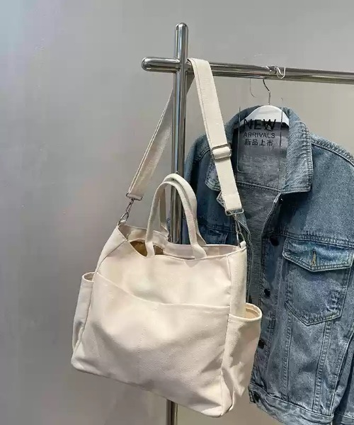 トートバッグ 「多機能」「大容量」2WAYフロントポケットトートバッグ