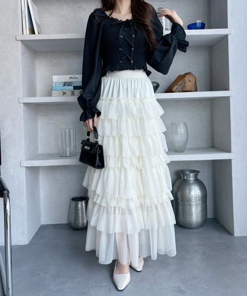 Ada. スカート チュール ティアード フレアスカート : ZOZOTOWN Yahoo
