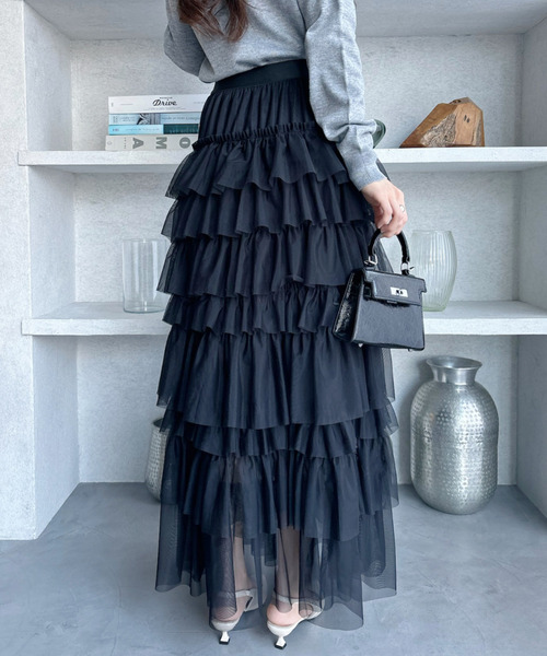 Ada. スカート チュール ティアード フレアスカート : ZOZOTOWN Yahoo