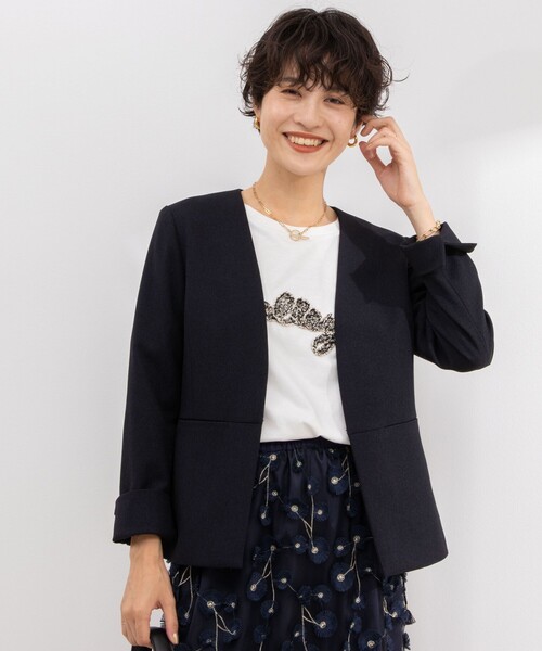 「NOLLEY'S」 ノーカラージャケット 40 オフホワイト レディース