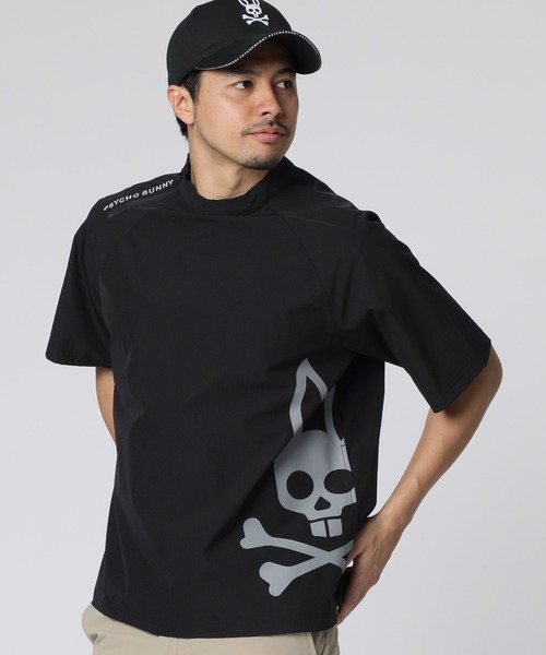 PSYCHO BUNNY GOLF BIG BUNNYロゴ モックネックTシャツ Psycho Bunny（サイコバニー） tシャツ 「GOLF」 リラックスフィット