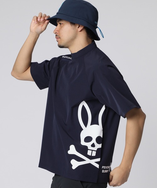 PSYCHO BUNNY GOLF BIG BUNNYロゴ モックネックTシャツ Psycho Bunny（サイコバニー） tシャツ 「GOLF」 リラックスフィット