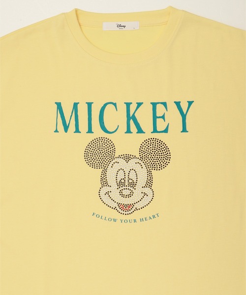 ミッキーマウス ストーン付きTシャツ Disney tシャツ 「DISNEY/ディズニー」ラインストーン半袖T