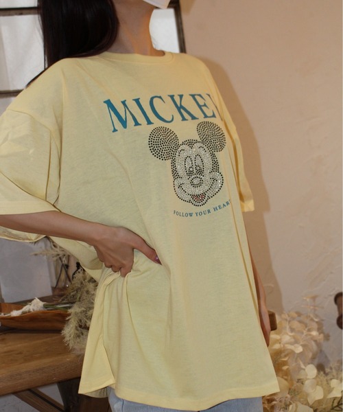 香港ディズニーランド　ラインストーン　パーティー　ミッキーTシャツ　Lサイズ ディズニー 香港ディズニー 半袖 Tシャツ ミッキー ライン