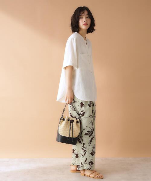 THE SHOP TK ブラウス シャツ ダブルポケット5分袖シャツ「体型カバー