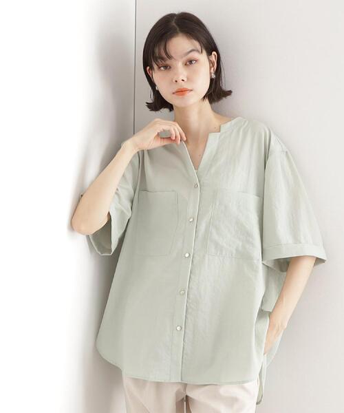 BABY 綿素材 5分袖 懐古ブラウス THE SHOP TK ブラウス シャツ ダブルポケット5分袖シャツ「体型