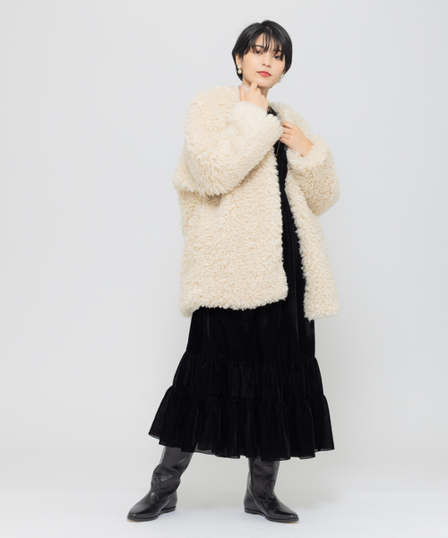 「Rouge vif」 ノーカラーコート - ベージュ レディース_画像2