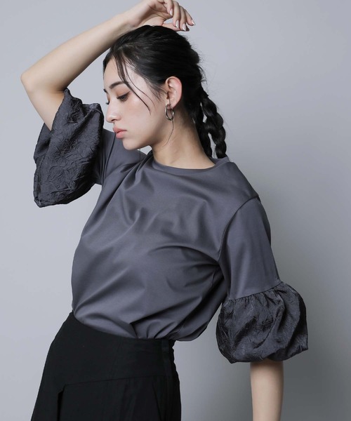 tシャツ シルケット天竺バルーンスリーブプルオーバー レディース