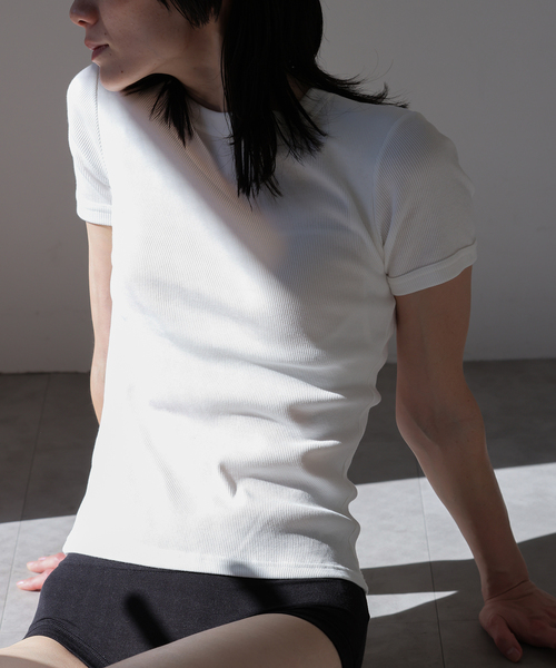 EMILY WEEK　「ROOM」カップ付きリブテレコTシャツ ROOM】カップ付きリブテレコTシャツ（カップ付きインナー