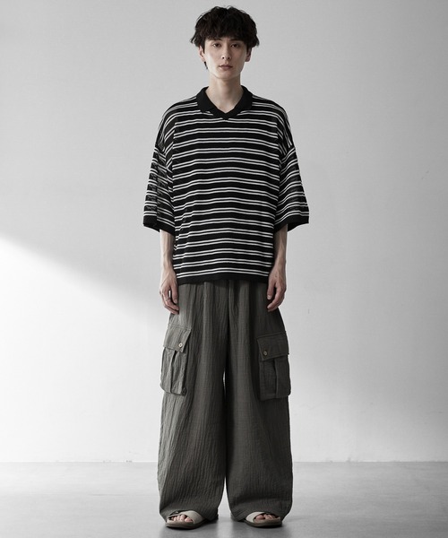 RUUBON ポロシャツ 半袖 「RUUBON」border mesh knit game shirt