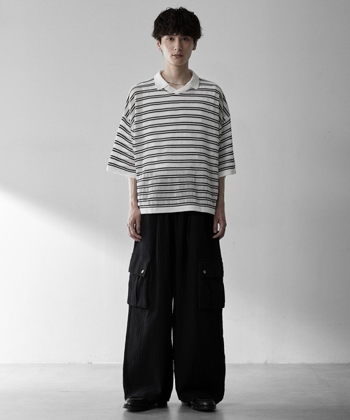 RUUBON ポロシャツ 半袖 「RUUBON」border mesh knit game shirt