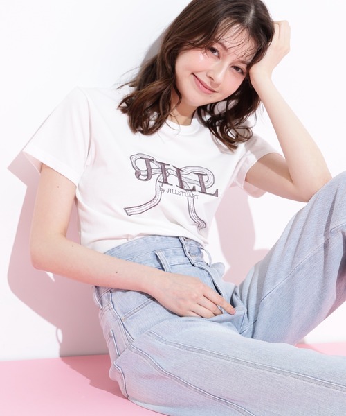 JILL by STUART tシャツ ビッグリボンロゴ刺繍Tシャツ