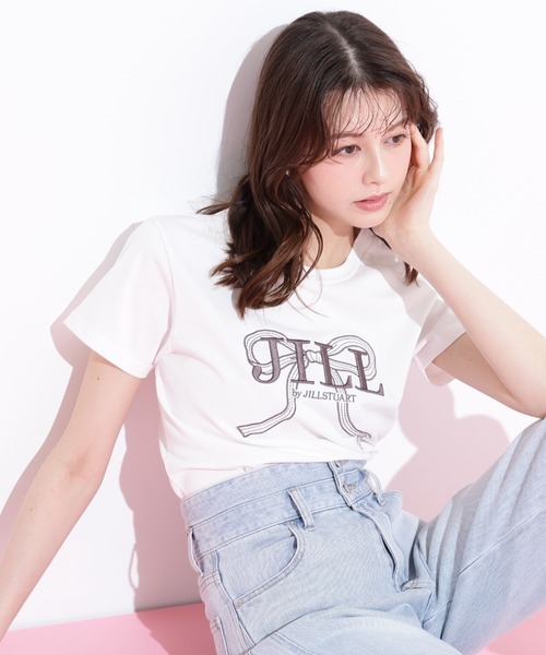 JILL by STUART tシャツ ビッグリボンロゴ刺繍Tシャツ