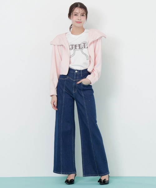 tシャツ ビッグリボンロゴ刺繍Tシャツ レディースの画像