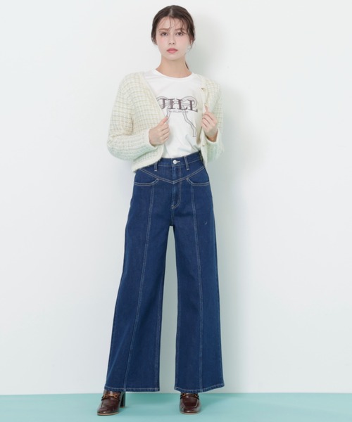 tシャツ ビッグリボンロゴ刺繍Tシャツ レディースの画像