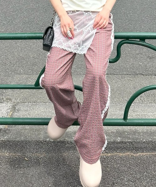 Alley Tokyo パンツ レースラインチェックパンツ レディース