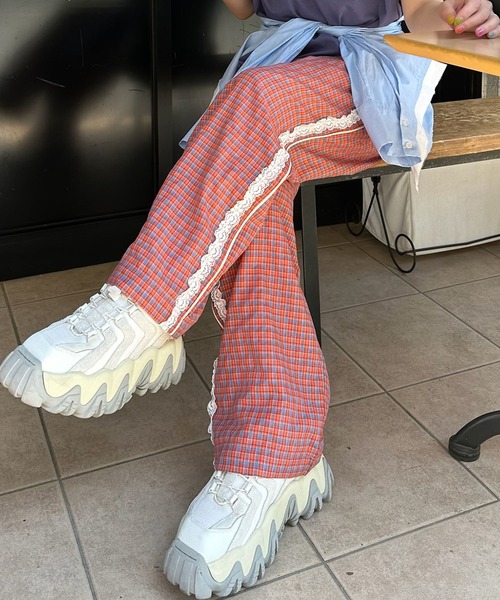 ALLEY TOKYO アーリー トウキョウ ボトムス チェック Alley Tokyo パンツ レースラインチェックパンツ レディース