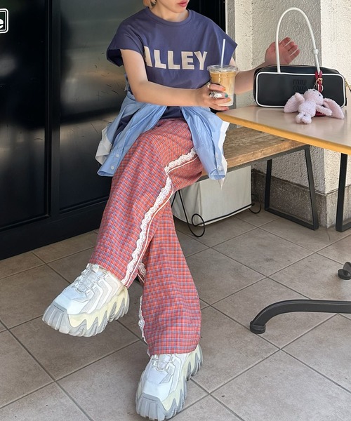 Alley Tokyo パンツ レースラインチェックパンツ レディース