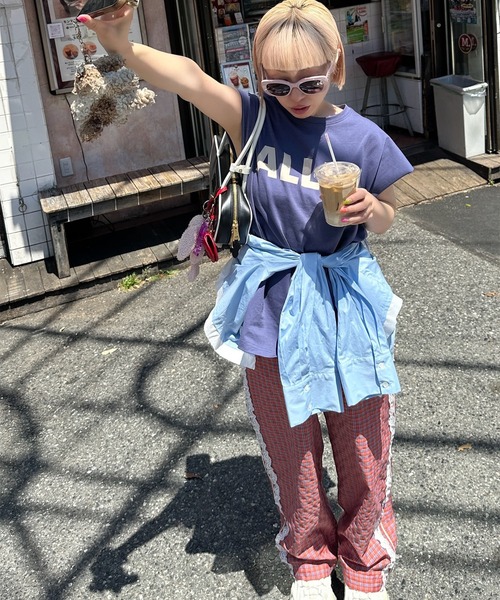 Alley Tokyo パンツ レースラインチェックパンツ レディース