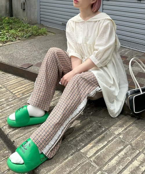 Alley Tokyo パンツ レースラインチェックパンツ レディース