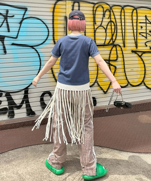 Alley Tokyo パンツ レースラインチェックパンツ レディース