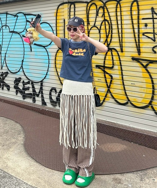 Alley Tokyo パンツ レースラインチェックパンツ レディース