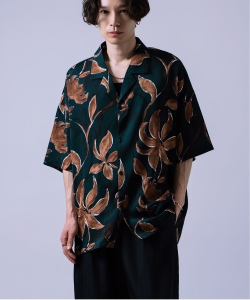 ウィンダンシー　両面刺繍 ロゴ総柄 オープンカラー シャツ　完売　茶 半袖シャツ シャツ 半袖 総柄 オープンカラーシャツ メンズ レディース : ZOZOTOWN