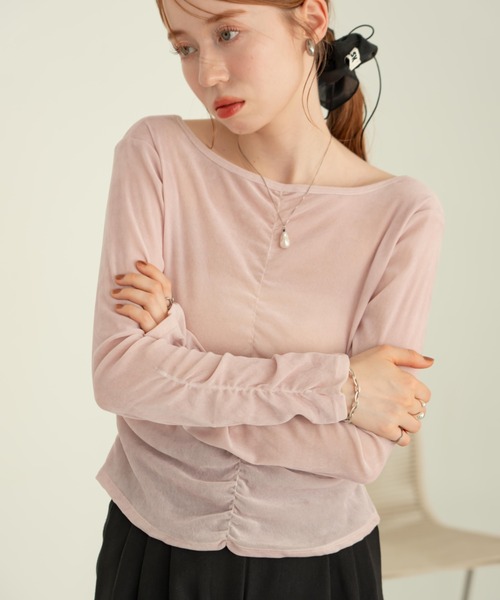 hinari（ヒナリ） シアーフロッキーギャザートップス レディース