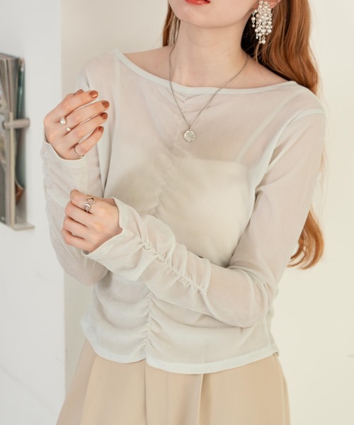 hinari（ヒナリ） シアーフロッキーギャザートップス レディース