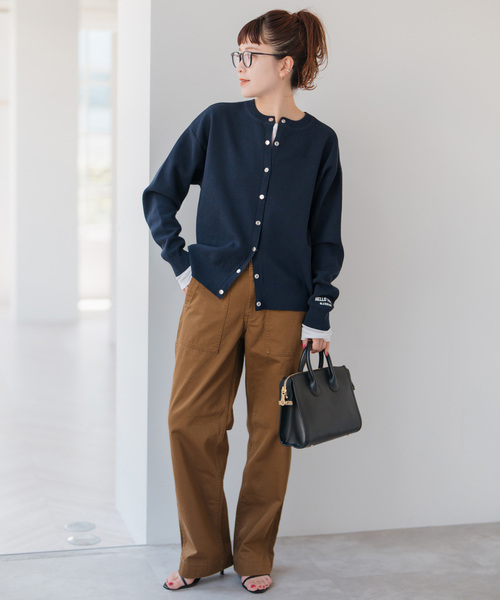 カーディガン 「WEB限定」2WAYスナップボタンロゴニット レディース Fashion Letter ニット セーター マルチWAYバックボタンニット