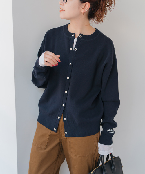 カーディガン 「WEB限定」2WAYスナップボタンロゴニット レディース Spick＆Span カーディガン 「WEB限定」2WAYスナップボタン