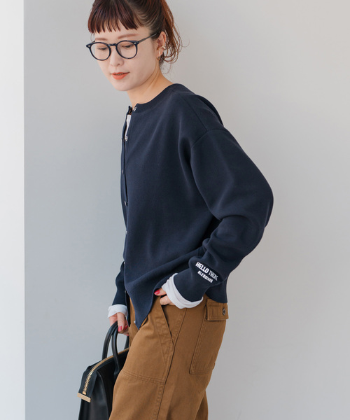 カーディガン 「WEB限定」2WAYスナップボタンロゴニット レディース Fashion Letter ニット セーター マルチWAYバックボタンニット