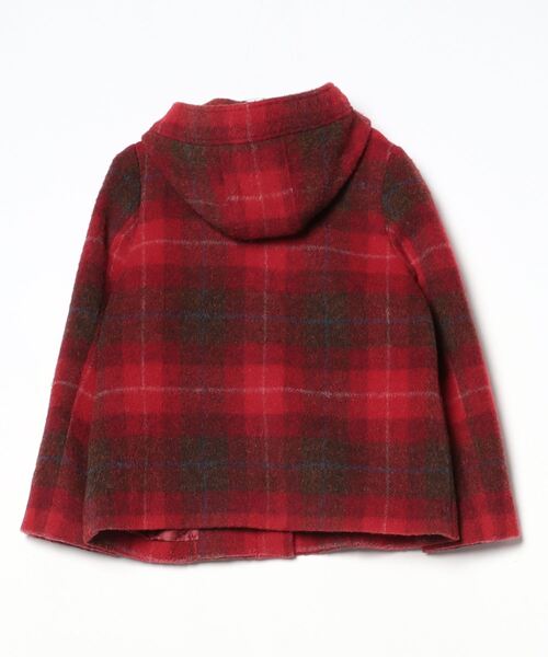 「HARRIS TWEED」 チェック柄ダッフルコート「KUMIKYOKUコラボ」 2 レッド レディース_画像2