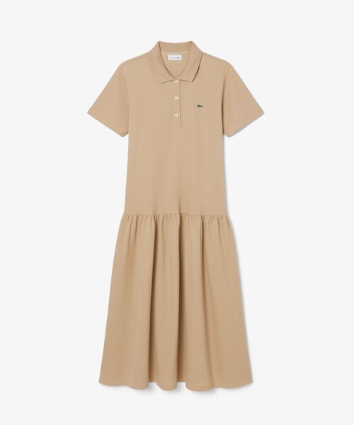 美品　ラコステ　ポロドレス　ポロワンピース　L ポロシャツ　ウエストリボン　赤 LACOSTE（ラコステ） ワンピース ベーシックポロドレス / ポロ