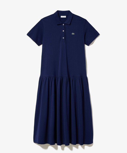 LACOSTE ポロシャツワンピース 34 ベージュ フレア Aライン LACOSTE ポロシャツワンピース 34 ベージュ フレア Aライン