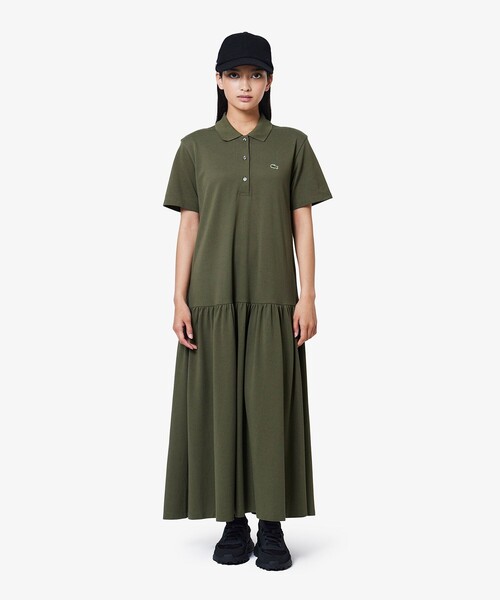 LACOSTE（ラコステ） シャツワンピース ローウエストポロドレス マキシ