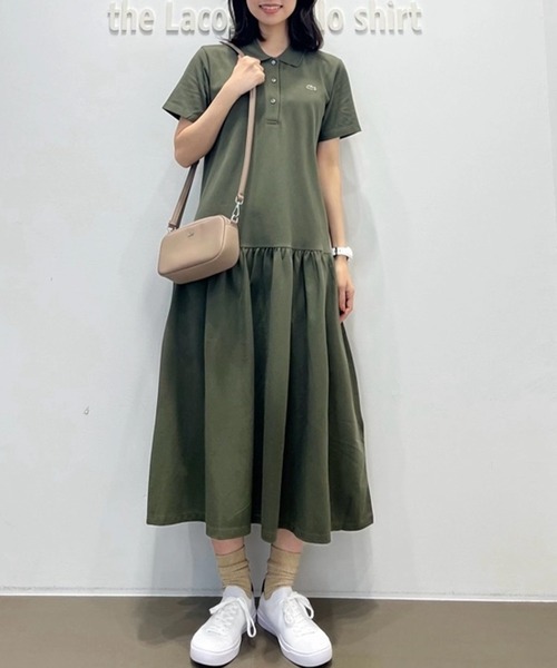 ※LACOSTE ラコステ半袖ワンピース 40サイズロング丈 ベルト付き LACOSTE - ※LACOSTE ラコステ半袖ワンピース 40サイズロング丈