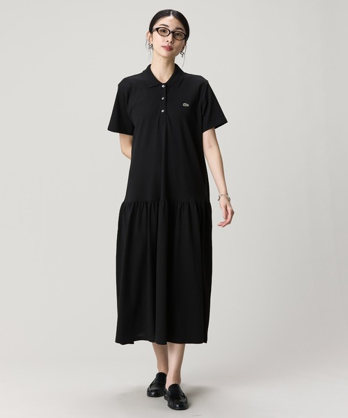 ラコステ　近年モデル　ウエストリボン付き　ポロドレス　マキシ丈　ゆったり LACOSTE（ラコステ） シャツワンピース ローウエストポロドレス マキシ