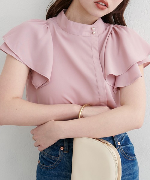 natural couture ブラウス シャツ ラッフルフリルフロントアシメ