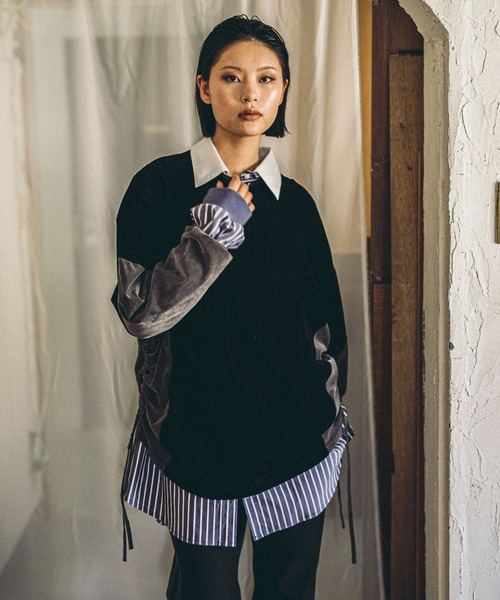 niko and…（ニコアンド） tシャツ 「MODE NORM CORE」チュールベロア