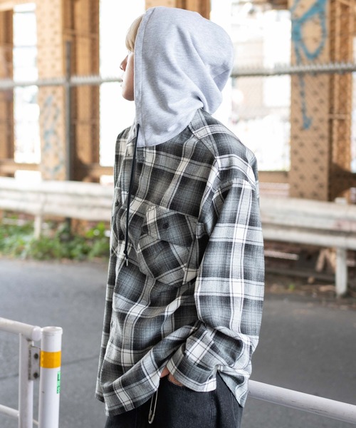WEGO（ウィゴー） シャツ WEGO/オンブレチェックフードネルシャツ