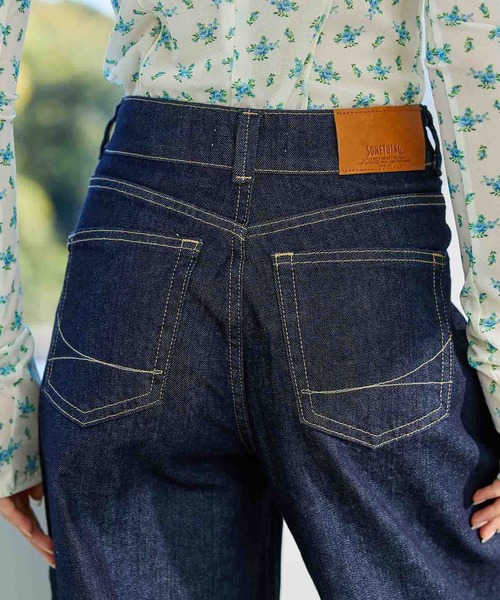「SOMETHING」 加工デニムパンツ SMALL インディゴブルー レディース