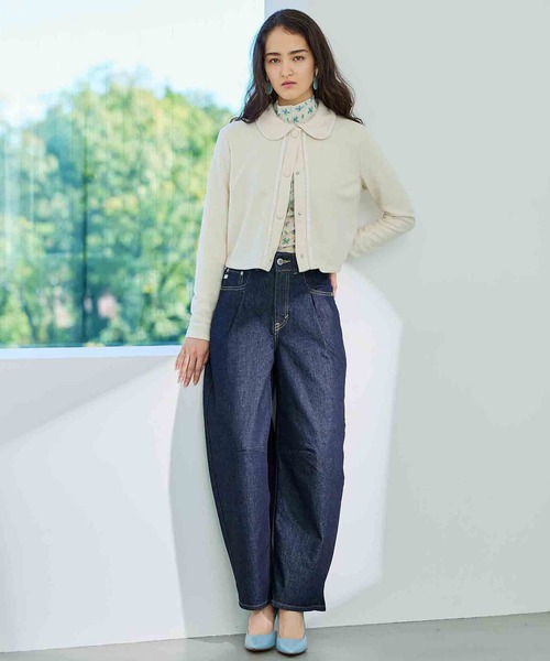 「SOMETHING」 加工デニムパンツ SMALL インディゴブルー レディース
