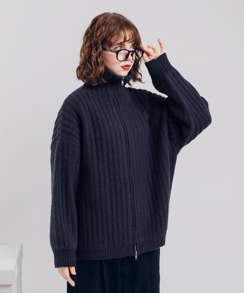 MUHET（ミュエータ） ニットカーディガン X-LARGE ネイビー レディース