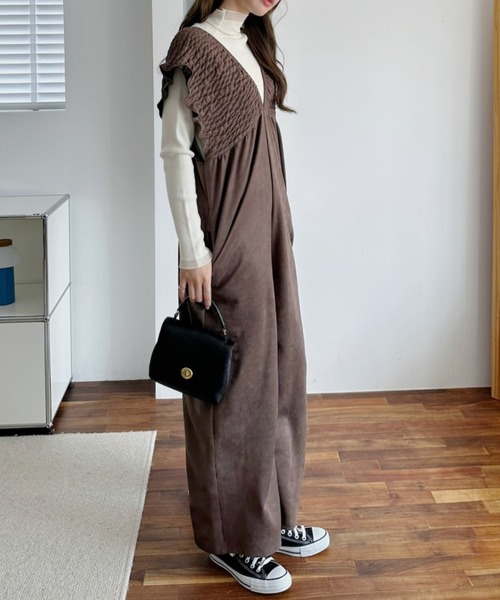 A.D.C.L. サロペット オーバーオール Vネックきれいめ！レイヤード