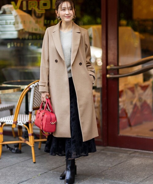 anysis★ チェスターコート ANY SIS ウールライクダブルチェスター コート （ミルクティー